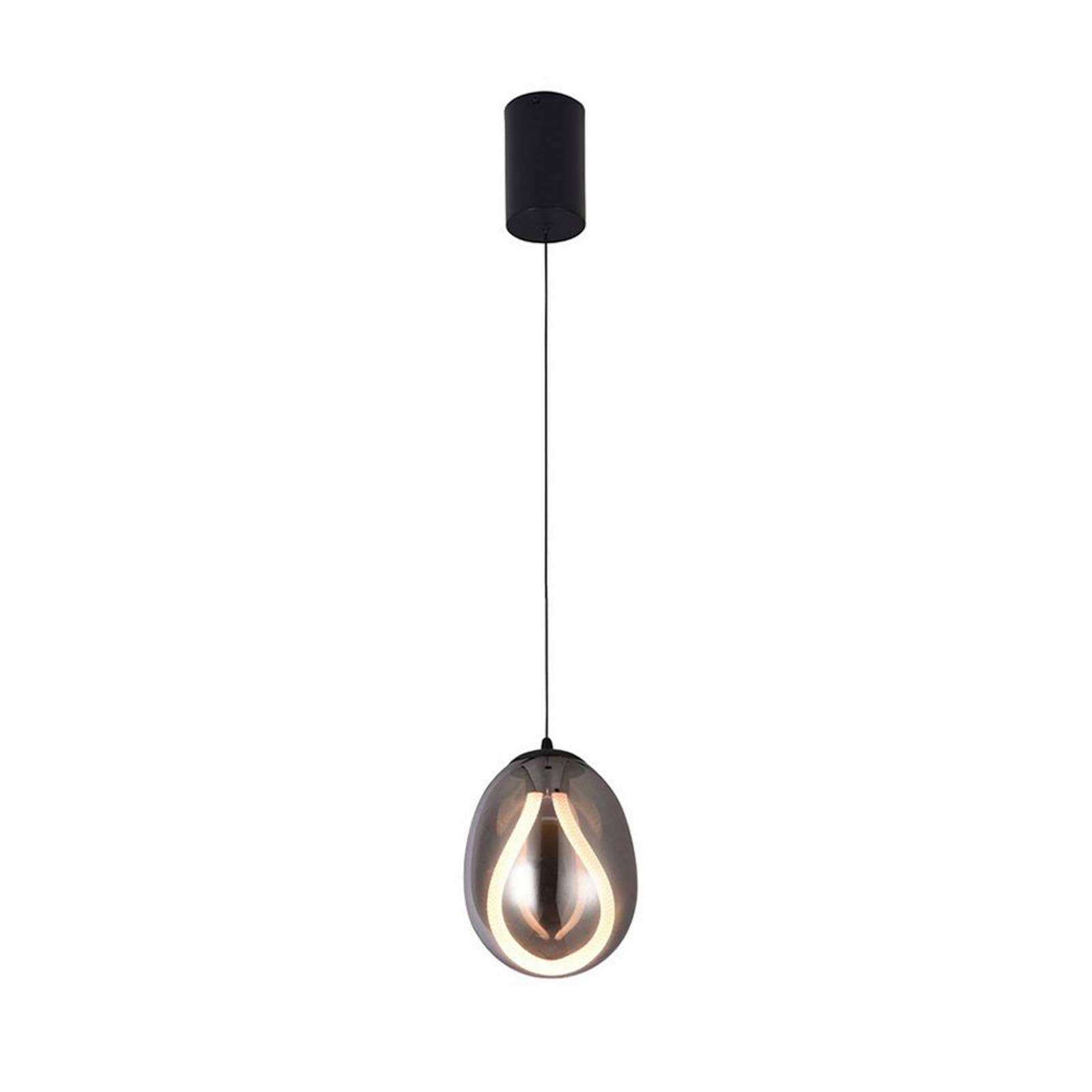 LED-Hängelampe Melanie, Ø 16 cm, rauchgrau/schwarz, Glas LED-Hängelampe Melanie, Ø 16 cm, rauchgrau/schwarz, Glas von Viokef