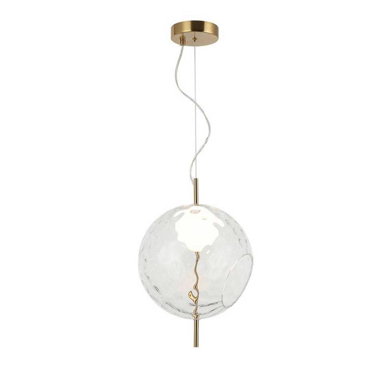 LED-Pendellampe Dalia, klar/goldfarben, Ø 30 cm, Glas von Viokef