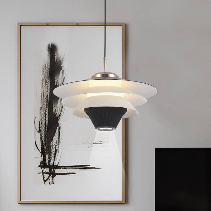 LED-Pendellampe Manley, schwarz/weiß, Ø 22 cm, Metall von Viokef