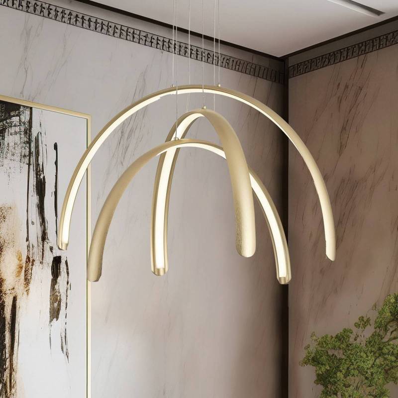 LED-Pendellampe Megan, Länge 60 cm, goldfarben, 3-flg. von Viokef