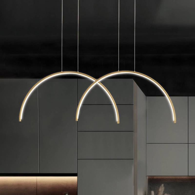 LED-Pendellampe Megan, Länge 95 cm, goldfarben, 2-flg. von Viokef
