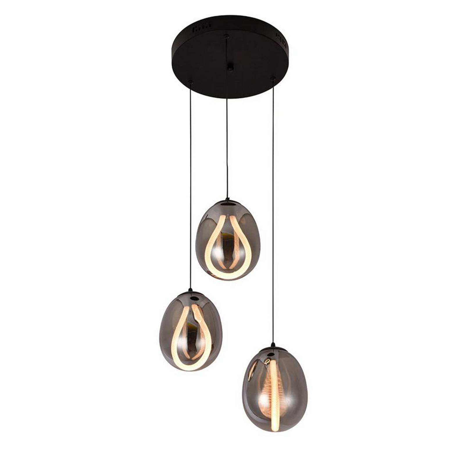 LED-Pendellampe Melanie, Ø 41 cm, rauchgrau, Glas, 3-flg. LED-Pendellampe Melanie, Ø 41 cm, rauchgrau, Glas, 3-flg. von Viokef