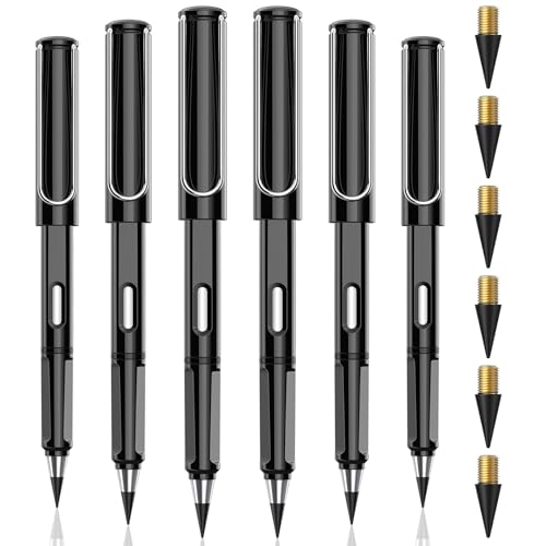 Viomis Ewiger Bleistift Set mit 6 Stk Endlos Zauber Bleistifte und 6 Stk 0,5mm HB Ersatzminen,Infinity Magic Pencil Langlebiger und Umweltfreundlich von Viomis