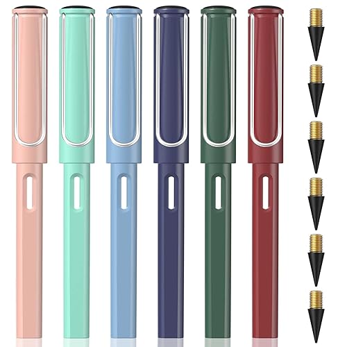 Viomis Ewiger Bleistift Set mit 6 Stück Ersatzminen,Infinity Magic Pencil für Schreiben Malen Skizzieren,Tintenlose Unendliche Bleistifte, Kann Handschrift Löschen von Viomis
