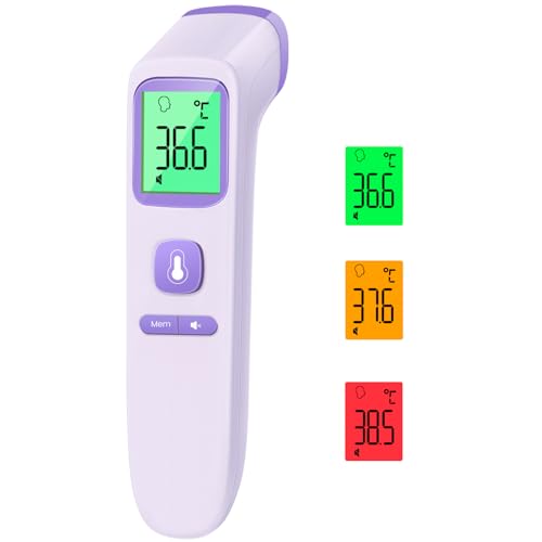 Fieberthermometer Kontaktlos Stirnthermometer, Digitales Infrarot Thermometer für Babys und Erwachsene mit sofortigen genauen Messwerten, Fieberalarm, LCD-Anzeige und 35 Speicherabruf (Lila) Fieberthermometer Kontaktlos Stirnthermometer, Digitales Infrarot Thermometer für Babys und Erwachsene mit sofortigen genauen Messwerten, Fieberalarm, LCD-Anzeige und 35 Speicherabruf (Lila) von Viproud