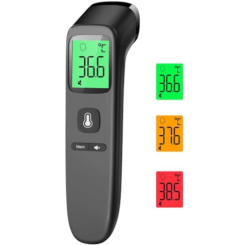 Fieberthermometer für Babys, Kinder und Erwachsene, Kontaktloses Stirnthermometer, Digitales Infrarot Thermometer mit sofortigen genauen Messwerten, (LCD-vollständig schwarz) von Viproud