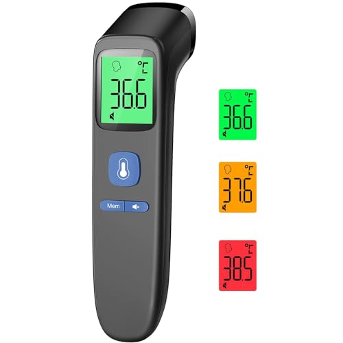 Fieberthermometer für Babys, Kinder und Erwachsene, Kontaktloses Stirnthermometer, Digitales Infrarot Thermometer mit sofortigen genauen Messwerten, Fieberalarm und 35 Speicherabruf - LCD Schwarz Fieberthermometer für Babys, Kinder und Erwachsene, Kontaktloses Stirnthermometer, Digitales Infrarot Thermometer mit sofortigen genauen Messwerten, Fieberalarm und 35 Speicherabruf - LCD Schwarz von Viproud