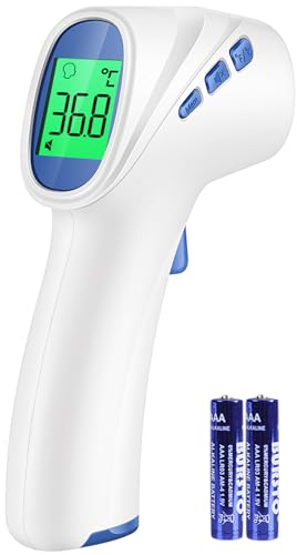 Fieberthermometer kontaktlos für Babys Kinder und Erwachsene, Infrarot-Stirnthermometer mit Fieberalarm, LCD-Display, sofortige genaue Messwerte, Weiß_Blau von Viproud