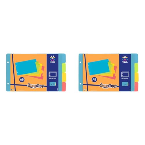 VIQUEL 4er Set A5 Register für 2-Ring-Ordner (Packung mit 2) von Viquel