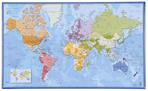 Viquel Schreibtischunterlage Weltkarte in englischer Sprache – Schutz für das Büro mit Weltkarte von Viquel