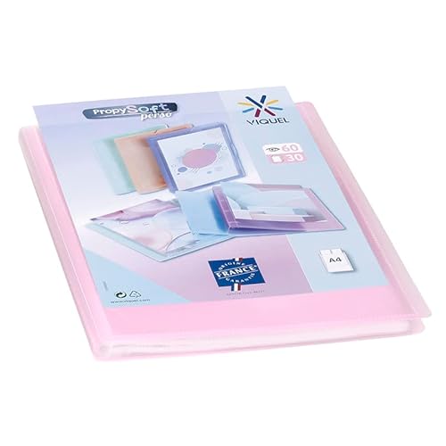 Viquel - Dokumentenhülle personalisierbar – Einband im A4-Format – Sichtbuch für 60 Bilder (30 Hüllen) Propysoft – transparente und glatte Hüllen – Rosa durchscheinend von Viquel