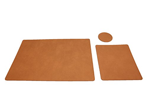 IMTC Schreibtischunterlage 60x40cm braun, inkl. Mousepad + Untersetzer rund von Vireo