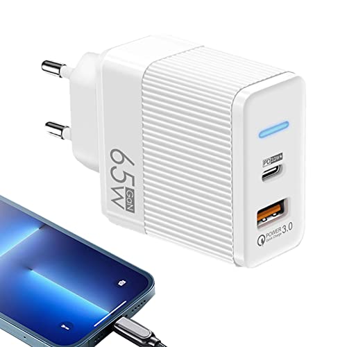 USB-Ladegerät, Schnellladegerät, kompakt, GaN PD für Telefon, Ladegerät 65 W, Ladestation QC3.0 LED für Reisen zu Hause, Schutz vor Kurzschlüssen Virtcooy von Virtcooy