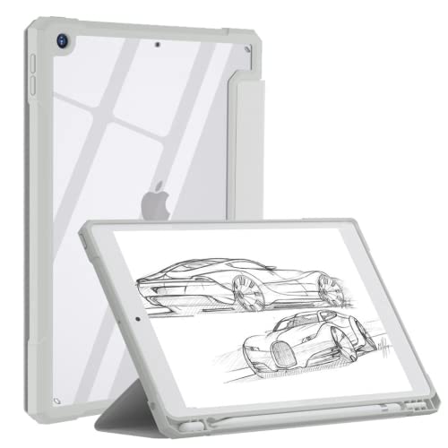 Amazon Brand Hülle für iPad 9/8/7 Generation (iPad 10.2 Zoll) Mit Stifthalter Lederhülle Ständer Schutzhülle Unterstützt für iPad 10.2" 2021/2020/2019-Weiß von Visaccy