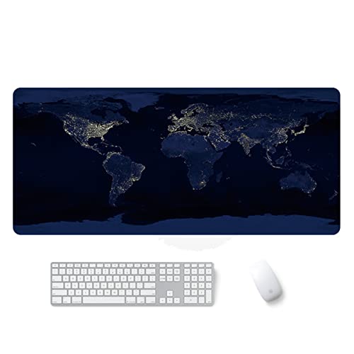 Visaccy Erweitertes großes Gaming-Mauspad 400 x 900 mm XL Geographische Karte Schreibtischmatte rutschfeste Gummiunterseite große Tastaturmatte mit genähten Kanten für Home Office von Visaccy