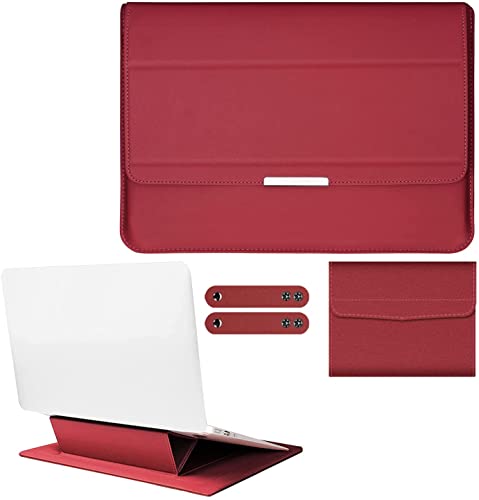 Visaccy Laptop Sleeve Case 13-13.5 Zoll Laptop Hülle Tasche Lammleder Laptophülle mit Standfunktion Compatibel mit 2021 MacBook Pro 14 M1 Pro Max A2442/13.5 Surface Laptop-Rot von Visaccy