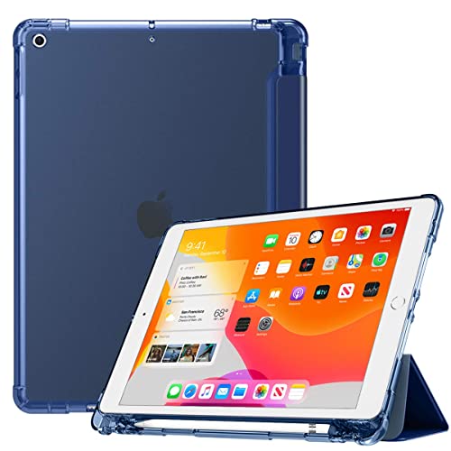 Visaccy Schutzhülle kompatibel mit iPad 9. Generation 2021 10,2 Zoll / 8. 2020 / 7. 2019 mit Stifthalter [Automatischer Wecken/Schlaf], halbtransparent, weiches TPU, Marineblau von Visaccy