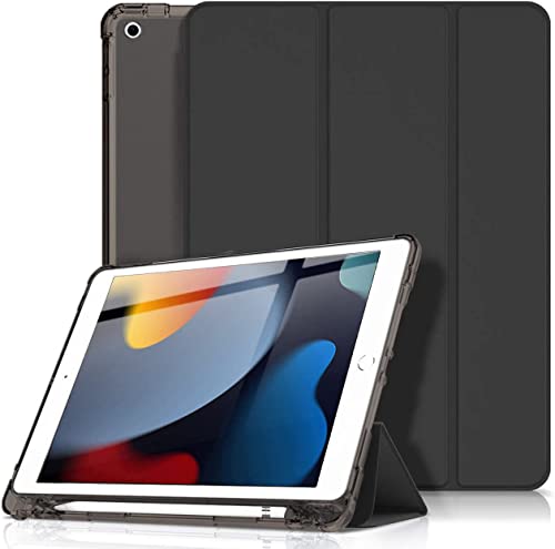 Visaccy iPad Tasche 10,2 for New iPad 9th/8th/7th Gen Case (2021/2020/2019) Semi-Transparent Matt Rückdeckel Smart Cover mit AutomatikSleep/Weckfunktion, Schwarz von Visaccy