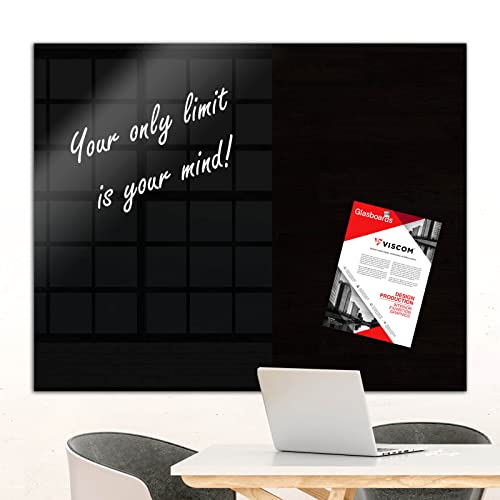 Design Glasmagnettafel MIO - stylisches Glasboard für Zuhause und im Büro - Glastafel beschreibbar und magnetisch - 100x200 cm Schwarz von Viscom