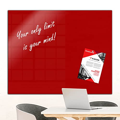 Design Glasmagnettafel MIO - stylisches Glasboard für Zuhause und im Büro - Glastafel beschreibbar und magnetisch - 60x90 cm Rot von Viscom