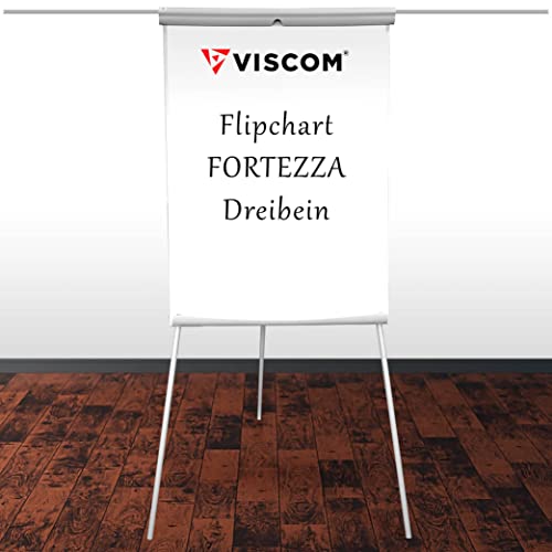 Flipchart FORTEZZA mit Dreibein-Stativ und Seitenarmen - magnetische Oberfläche - vielseitig einsetzbar - Whiteboard mit Stativ - höhen-verstellbar von Viscom