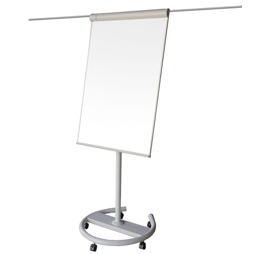 VISCOM Flipchart mit Rollenfuß - Schreibfläche 65 x 100 cm - magnetisch, beschreibar - mobile Bürotafel - inkl. Ablageschale und Halterung für Flipchart-Blöcke von Viscom