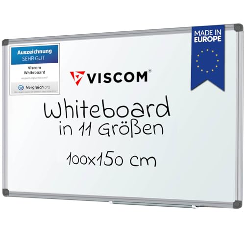 VISCOM Whiteboard magnetisch - 100 x 150 cm - Magnettafel in 11 Größen - Magnetwand, kratzfest & beschreibbar - mit Aluminium-Rahmen - für Hoch- und Querformat von Viscom