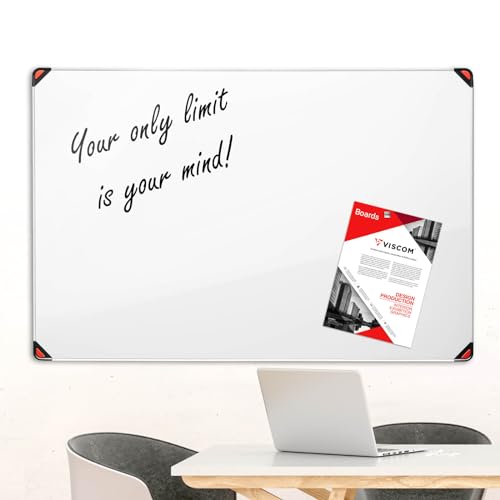 Whiteboard EDGE - Design-Whiteboard für Zuhause und im Büro - Memoboard beschreibbar und magnetisch - 90x120 cm cm Whiteboard mit abgerundeten Ecken von Viscom