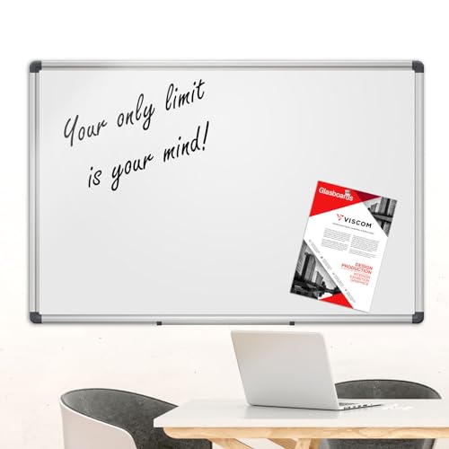 Whiteboard MATCH - klassiches Whiteboard für Zuhause und im Büro - Memoboard beschreibbar und magnetisch - 100x150 cm Whiteboard mit Rahmen von Viscom