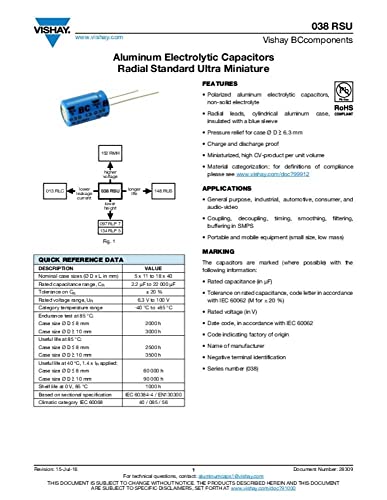 Vishay MAL2 038 58471E3 Elektrolyt-Kondensator radial bedrahtet 470 µF 63 +20% (Ø x L) 13mm x 30mm, 3 Stück von Vishay