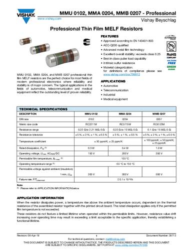 Vishay MMB02070C1502FB200 Dünnschicht-Widerstand 15kΩ SMD 0.40W 1% Tape von Vishay