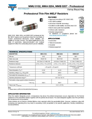 Vishay MMB02070C4708FB200 Dünnschicht-Widerstand 4.7Ω SMD 0.40W 1% Tape von Vishay