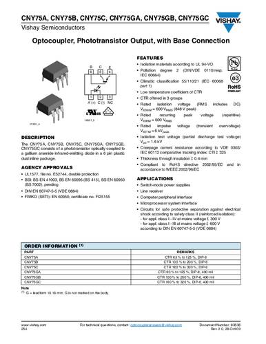 Vishay Optokoppler Phototransistor CNY75GA DIP-6 Transistor Tube Vishay Optokoppler Phototransistor CNY75GA DIP-6 Transistor Tube von Vishay