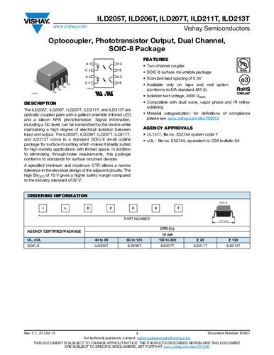 Vishay Optokoppler Phototransistor ILD213T SOIC-8 Transistor Tape on Full reel Vishay Optokoppler Phototransistor ILD213T SOIC-8 Transistor Tape on Full reel von Vishay