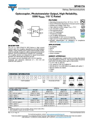 Vishay Optokoppler Phototransistor SFH617A-2 DIP-4 Transistor Tube Vishay Optokoppler Phototransistor SFH617A-2 DIP-4 Transistor Tube von Vishay