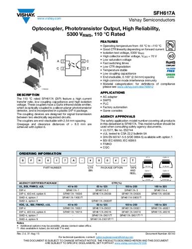 Vishay Optokoppler Phototransistor SFH617A-2 DIP-4 Transistor Tube von Vishay