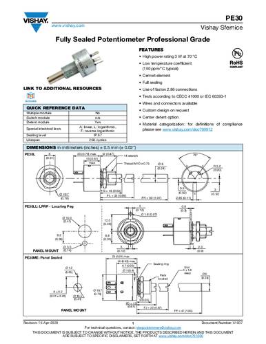 Vishay PE30L0FR473MAB Präzisions-Potentiometer 1.91W 47kΩ 1St. Vishay PE30L0FR473MAB Präzisions-Potentiometer 1.91W 47kΩ 1St. von Vishay