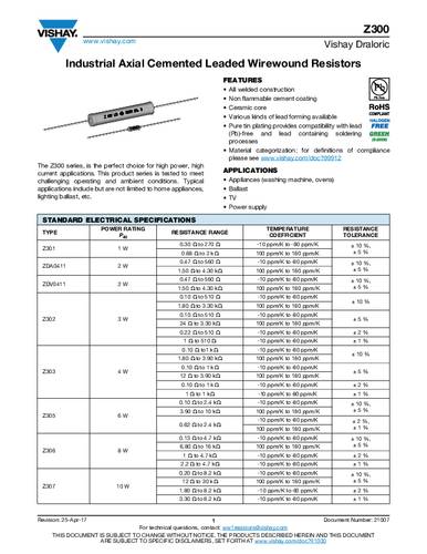 Vishay Z32041413300J6C000 Draht-Widerstand 330Ω THT 0614 3W 5% Tape von Vishay