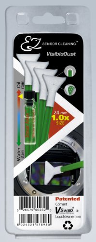 VisibleDust grüne Serie EZ Sensor Cleaning Kit - 4X VSwabs 1.0X und 1ml Smear Away von VisibleDust