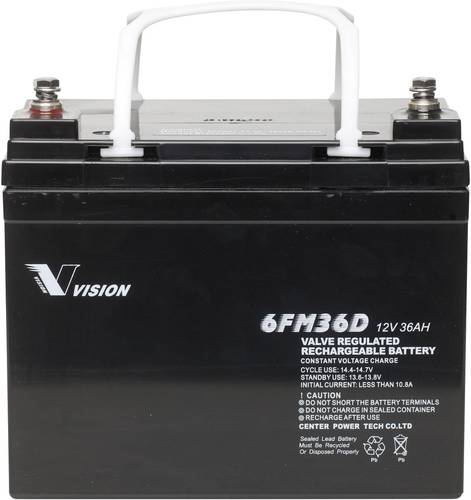 Vision Akkus 6FM36DX Bleiakku 12V 36Ah Blei-Vlies (AGM) (B x H x T) 195 x 155 x 130mm M6-Schraubansc von Vision Akkus