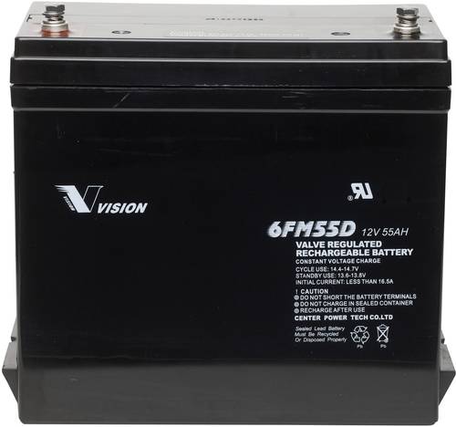 Vision Akkus 6FM55DX 6FM55DX Bleiakku 12V 55Ah Blei-Vlies (AGM) (B x H x T) 239 x 210 x 132mm M6-Sch von Vision Akkus