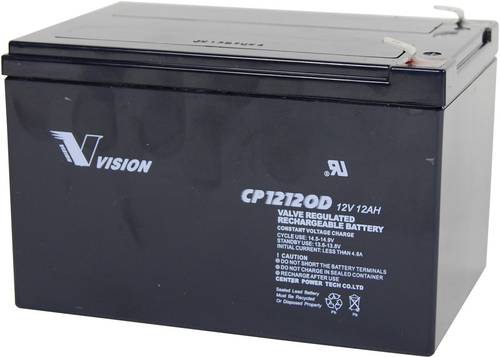Vision Akkus CP12120D CP12120D Bleiakku 12V 12Ah Blei-Vlies (AGM) (B x H x T) 151 x 101 x 98mm Flach von Vision Akkus