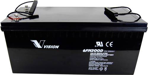 Vision 6FM200DX VIS6FM200DX Bleiakku 12V 200Ah Blei-Vlies (AGM) (B x H x T) 522 x 240 x 238mm M8-Sch von Vision