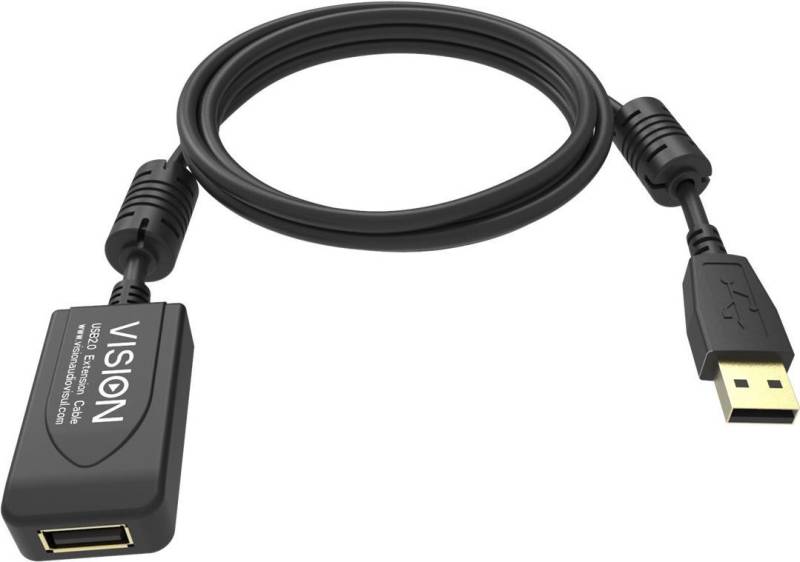 Vision Professional - USB-Verlängerungskabel - USB (M) bis USB (W) - USB 2.0 - 5 m - aktiver Booster nachgeschaltet - Schwarz von Vision