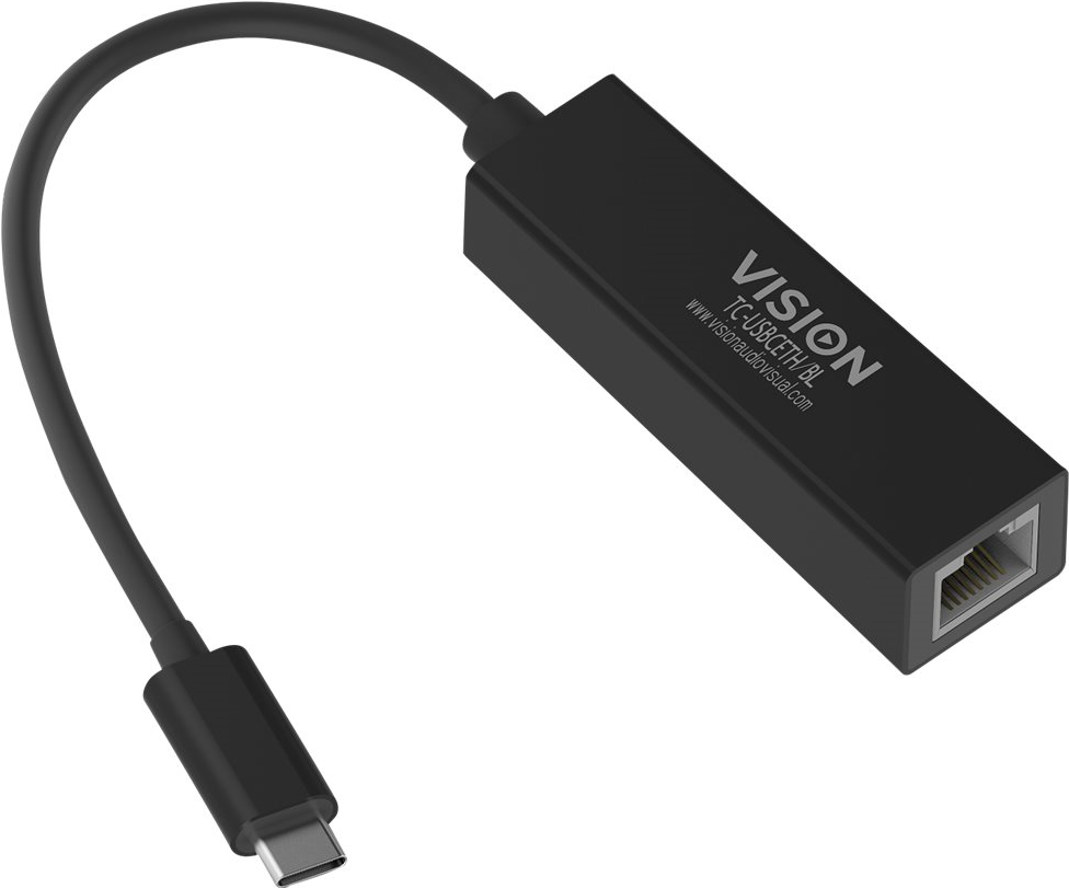 Vision TC-USBCETH/BL - Netzwerkadapter - USB-C 3.1 - Gigabit Ethernet x 1 - Schwarz von Vision