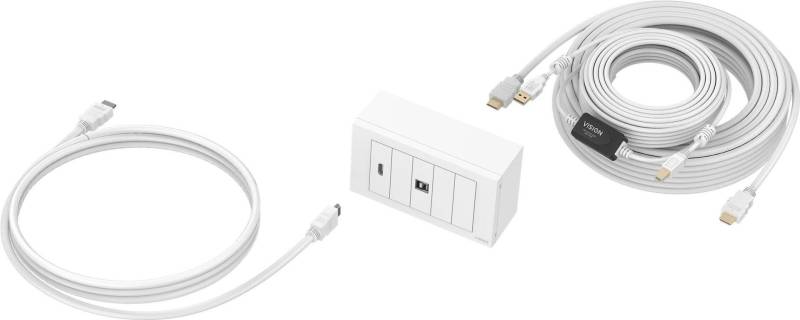 Vision Techconnect Modulares AV-Panel mit Kabeln - 10 Meter Kabel - 4K bei 60 Hz - Einfaches Paket zur Installation von Touchpanel-Displays oder Projektoren - Enthält britische Doppel-Gang-Aufputzdose und Doppel-Gang-Rahmen für fünf (TC3-PK10M) von Vision