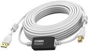 Vision Techconnect - USB-Kabel - USB (M) zu USB Typ B (M) - USB 2.0 - 15 m - aktiver Booster nachgeschaltet - weiß von Vision