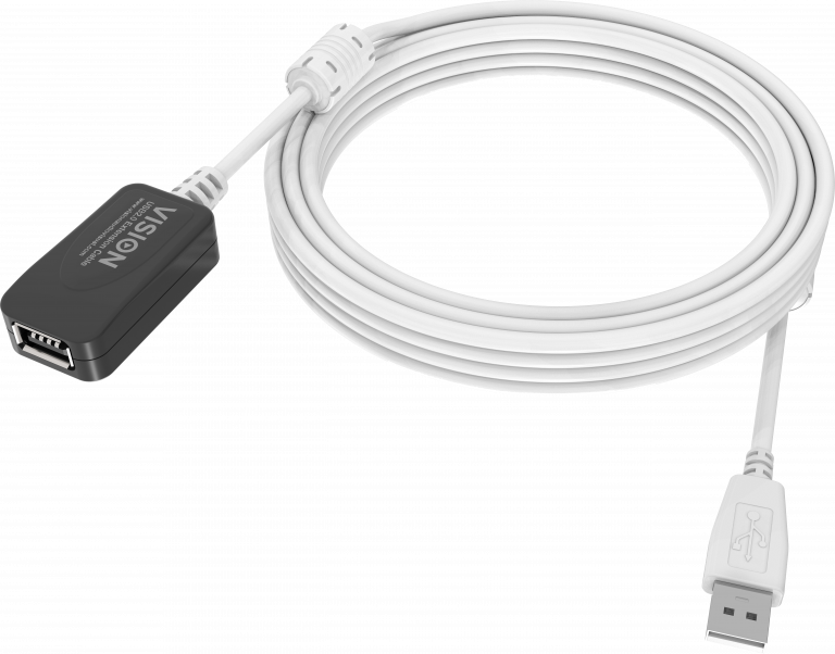 Vision Techconnect - USB-Verlängerungskabel - USB (W) bis USB (M) - USB 2.0 - 5 m - aktiv - weiß von Vision