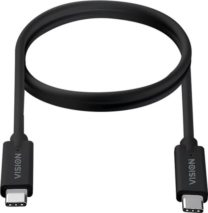 Vision - USB-Kabel - 24 pin USB-C (M) zu 24 pin USB-C (M) - USB 3.2 - 3 A - 5 m - USB-Stromversorgung (100 W), bis zu 20 Gbps Datentransferrate, Support von 4K 60 Hz - Schwarz (TC 5MUSBC/BL) von Vision