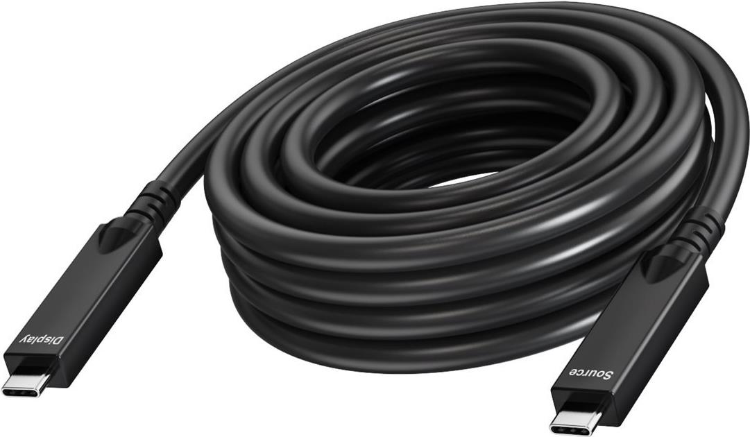 Vision - USB-Kabel - 24 pin USB-C (M) zu 24 pin USB-C (M) - USB 3.2 Gen 1 / DisplayPort 2.1 - 3 A - 10 m - Active Optical Cable (AOC), USB Power Delivery (60W), Support von 4K 60 Hz - Schwarz (TC 10MUSBC/BL) von Vision